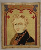 A Victorian tapestry panel depicting Prince Albert. 33.5 x 39.5 cm overall.