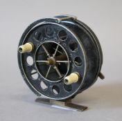 A 1930's Allcock & Co 4 inch 'Aerial' fishing reel with lever check and line guard.