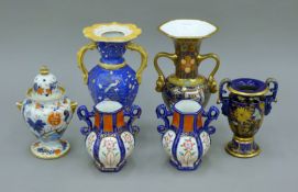 Six Masons and other Ironstone vases. The largest 25.5 cm high.