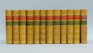 William Makepeace Thackeray, Works in 12 volumes, published 1876, half calf, publisher Smith Elder.