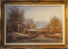 C INNES and T WOOD, Woodland Scenes, two oils on canvas, each framed. The former 107 x 75.