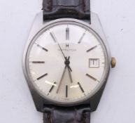 A gentleman's mechanical steel wristwatch by Hamilton. 3.5 cm wide.