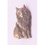 A silver cat brooch. 3 cm high.