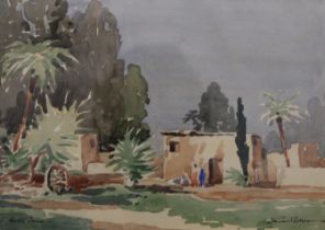 Mediterranean Garden, watercolour, indistinctly signed, framed and glazed. 24 x 17 cm.