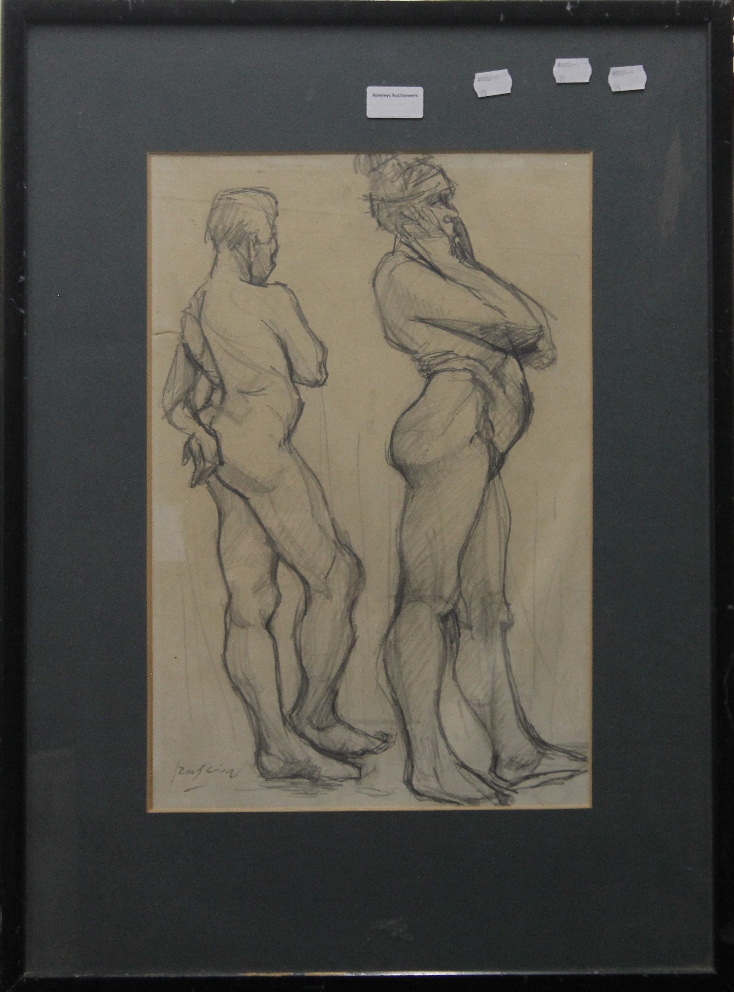 Manner of JULES PASCIN (1885-1930) Bulgarian, Nude Study, pencil, framed and glazed. 29.5 x 44 cm. - Image 2 of 3