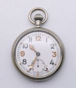 A military pocket watch, the reverse stamped GSTP F 053838. 5 cm diameter.