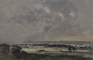 JAMES LONGVEVILLE (born 1942), "Summer Landscape from Hoseley Near Gresford", pastel,