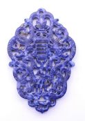 A Chinese carved and pierced lapiz pendant. 9 cm high.