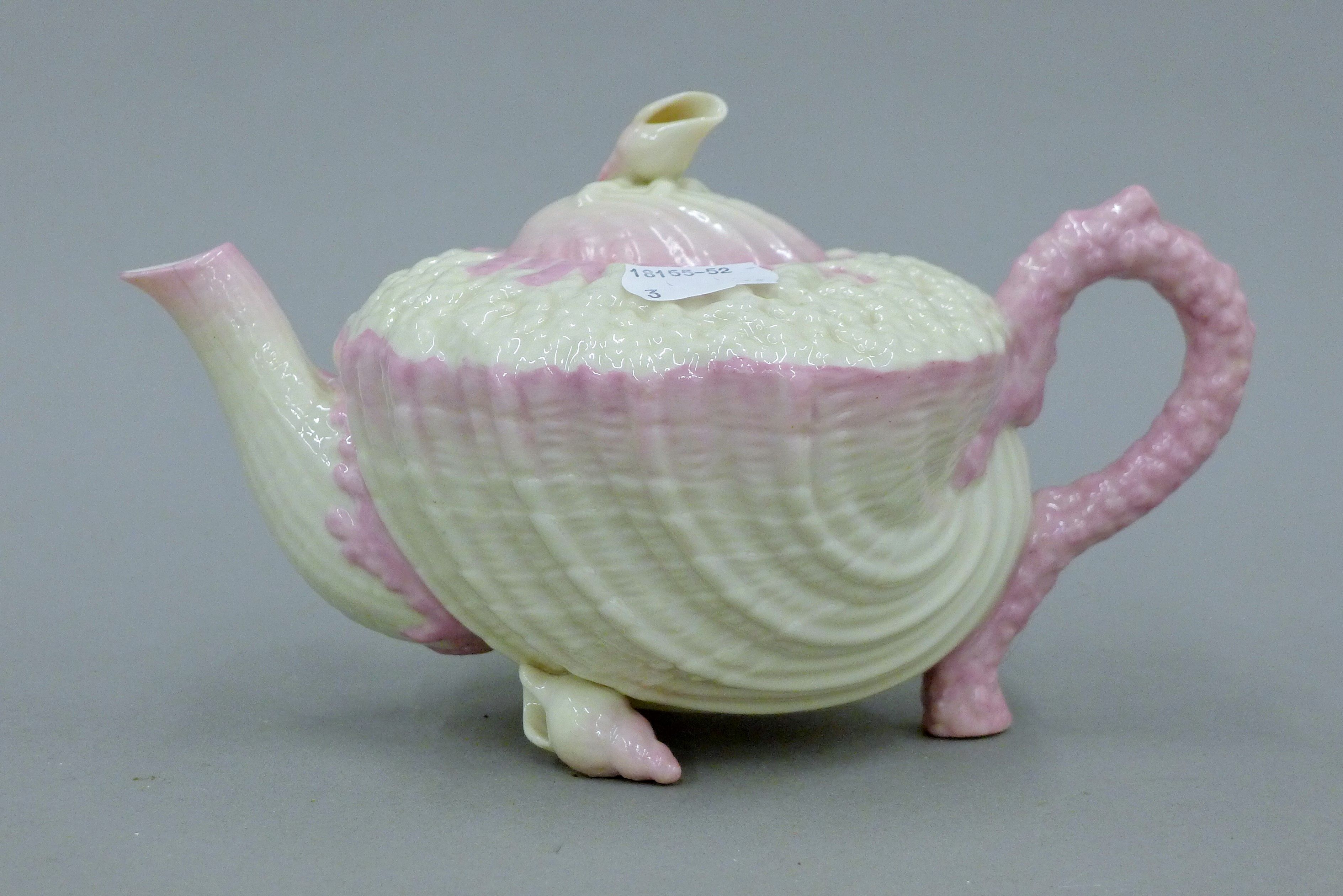 A Belleek porcelain teapot. 20.5 cm long. - Image 2 of 6