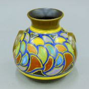 A Gouda pottery vase. 13.5 cm high.