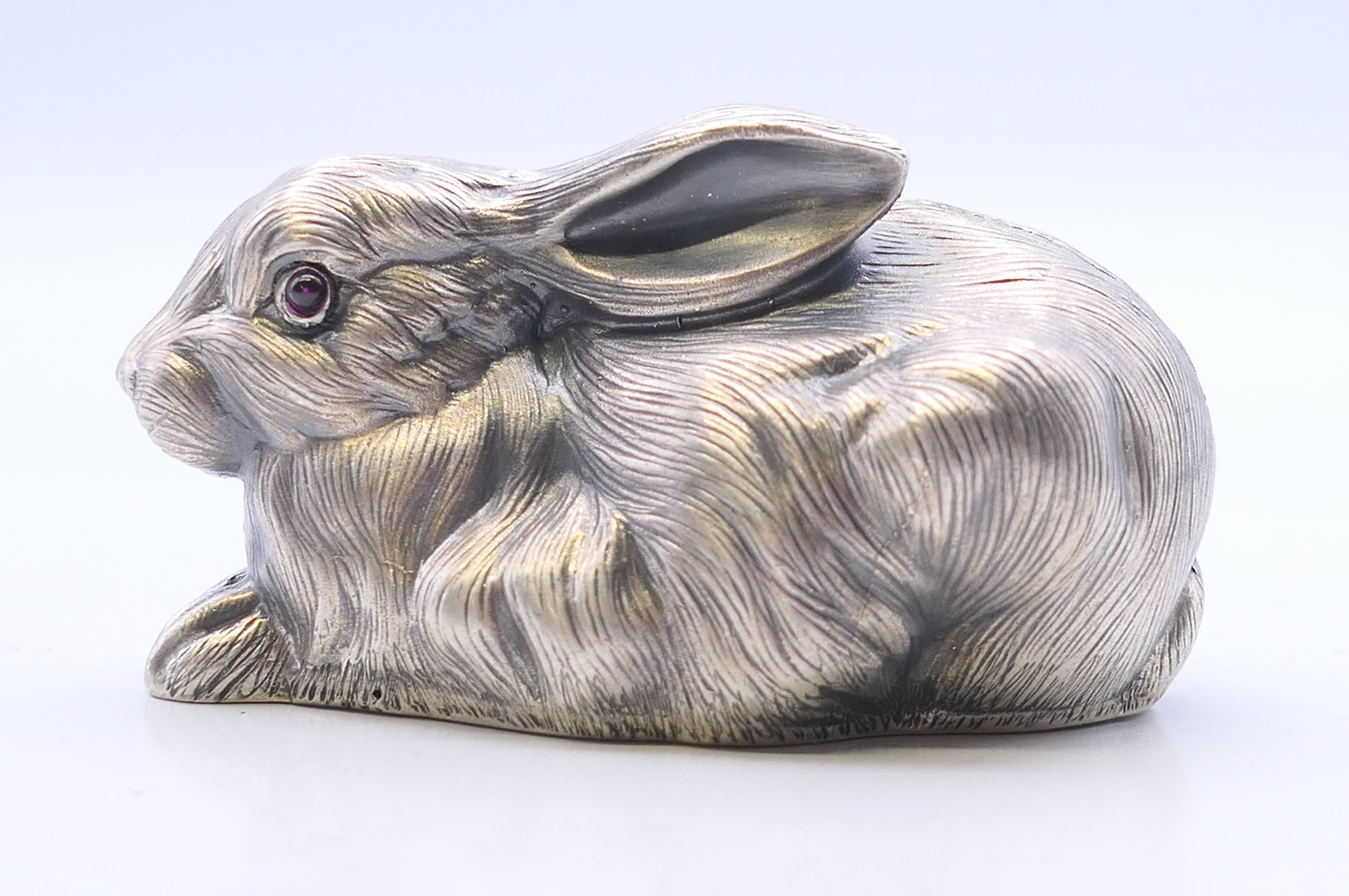 A silver model of a rabbit bearing Russian marks. 6.5 cm long. - Image 4 of 5