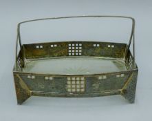 A Secessionist glass-bottomed silver-plated basket. 26.5 cm wide.