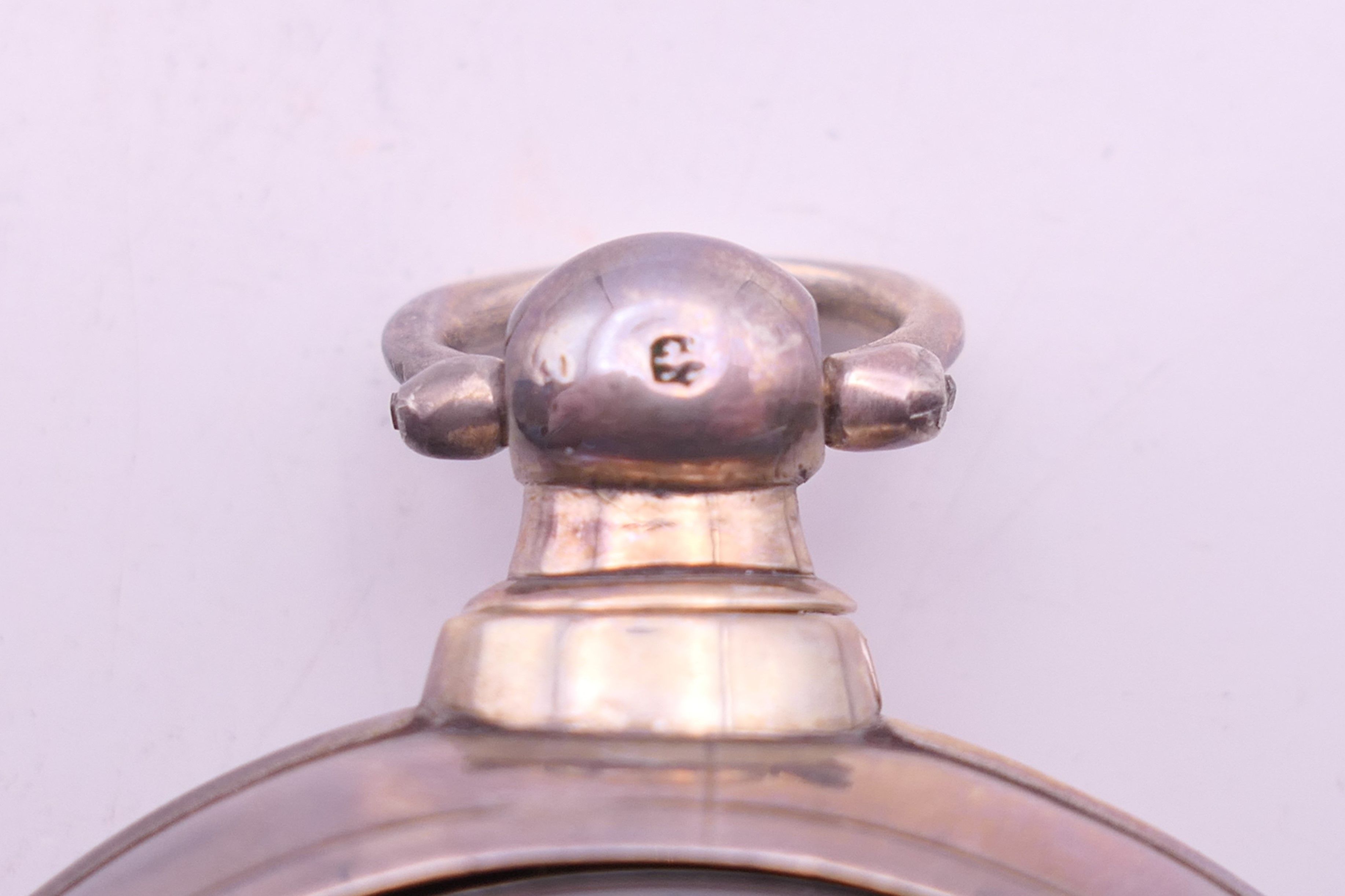 A silver pair cased pocket watch. 5.5 cm diameter. - Image 7 of 8