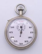 A WWII military stopwatch, marked to the reverse PATT 3 and numbered 12172. 5 cm diameter.