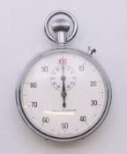 A Meylan nickel chrome-plated stopwatch. 5 cm diameter.