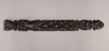 An antique carved oak wall hanging pilaster. 72 cm high.