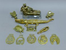A collection of brass ware.