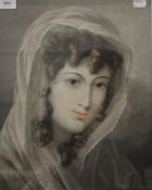 HENRY DAWE, The White Lady of Avenel, mezzotint after painting by INNOCENT GOUBAUD(1830)(fragment),