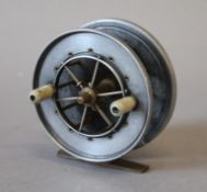 A 1930's Allcock & Co 3 1/2 inch Aerial 'Popular' fishing reel.