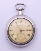 A silver pair cased gentleman's pocket watch, hallmarked for Chester 1904,