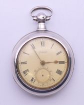 A silver pair cased gentleman's pocket watch, hallmarked for Chester 1904,