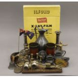 A quantity of various items including a pair of Asprey opera glasses, various metalware, etc.