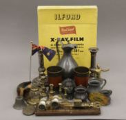 A quantity of various items including a pair of Asprey opera glasses, various metalware, etc.