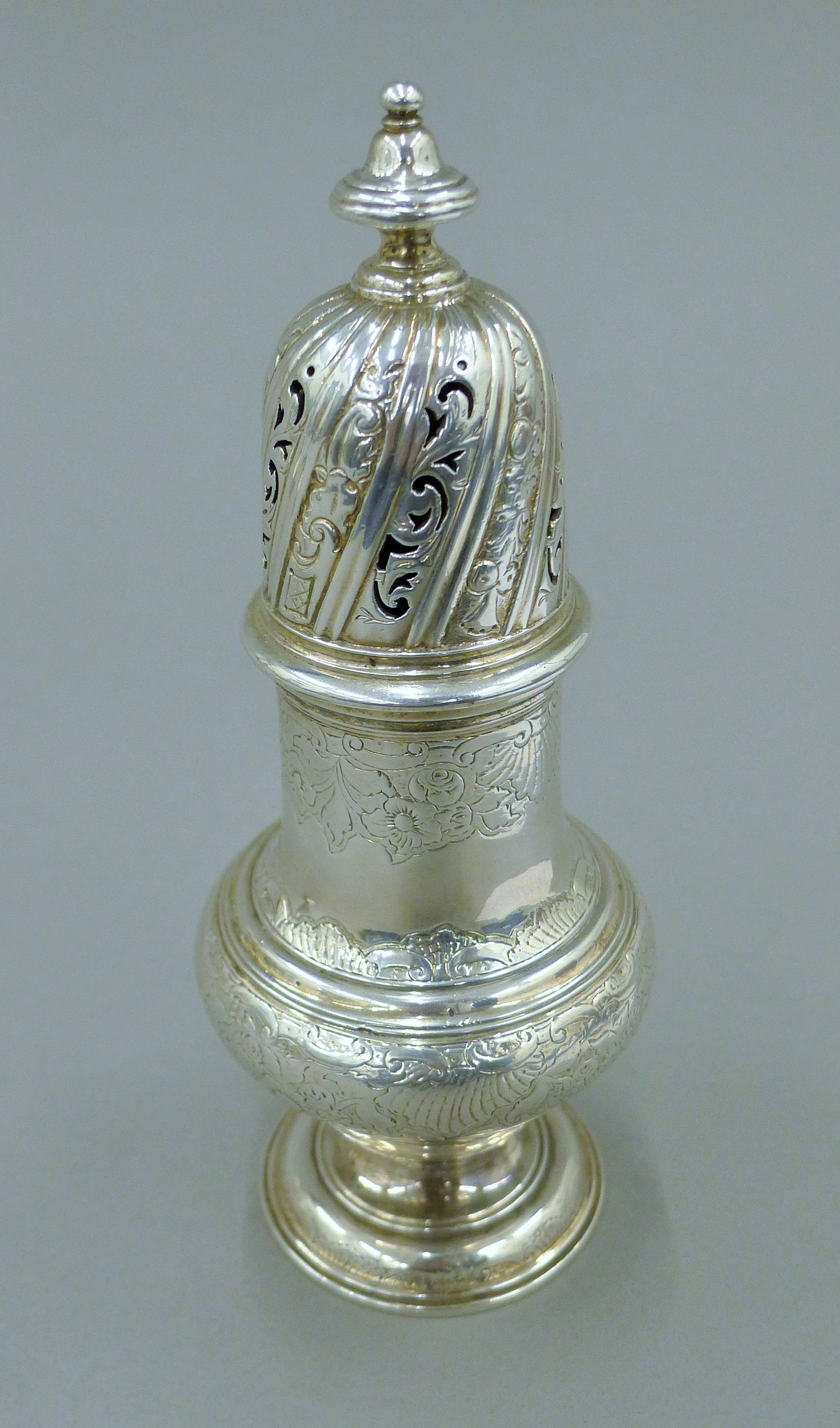 A pair of George II silver castors, hallmarked for London 1744, maker's mark of SW. 16 cm high. 464. - Image 2 of 9