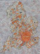 GRAYSON, SIR PERRY CBE RA (born 1960) British (AR), Grayson's Art Club Tea Towel, Map of England,