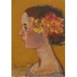 DONALD, GEORGE RSA RSW (born 1943) British (AR), A Girl With Flowers In Hair, oil on board, signed.