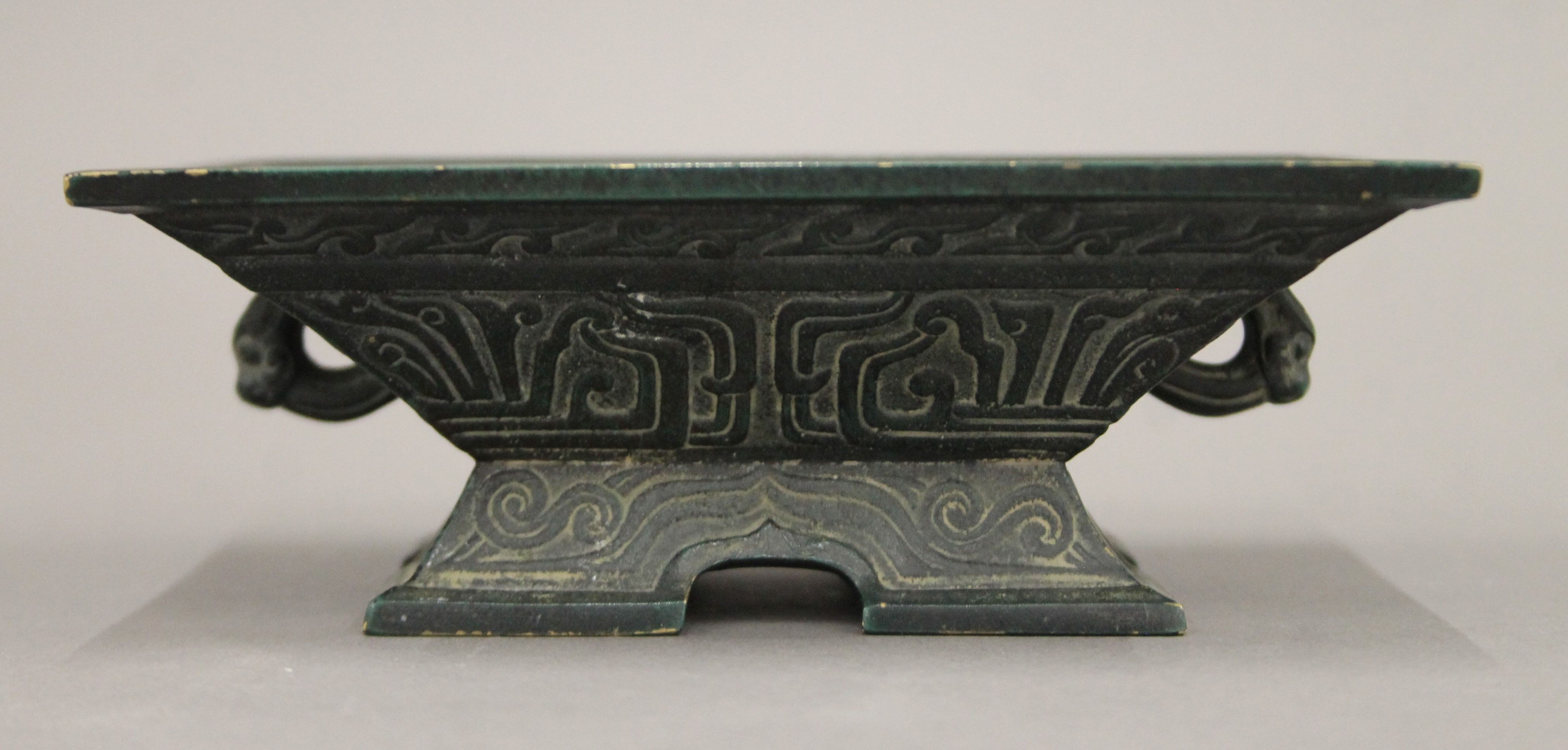 A Chinese bronze rectangular censer. 13 cm long. - Image 2 of 5