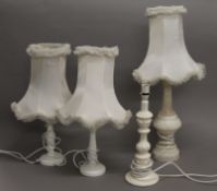 Four various table lamps. The largest 73 cm high overall.