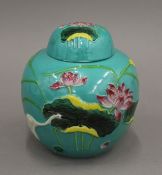 A 19th century Chinese porcelain ginger jar. 18 cm high.