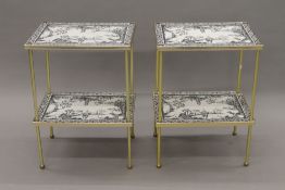A pair of 20th century two-tier etagere. 39.5 cm wide.
