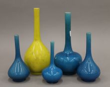 Five various Chinese vases. The largest 25 cm high.