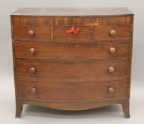 A 19th century mahogany bowfront chest of drawers. 117 cm wide.