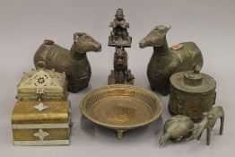 A quantity of Eastern metalware. The largest 23 cm high.