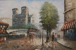 CAROLINE BURNETT, Parisian Street Scene, unsigned, oil on canvas, framed. 90.5 cm x 55.