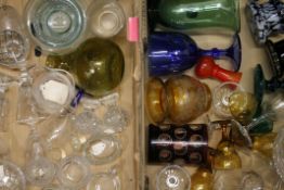 Two boxes of Bohemian glass.