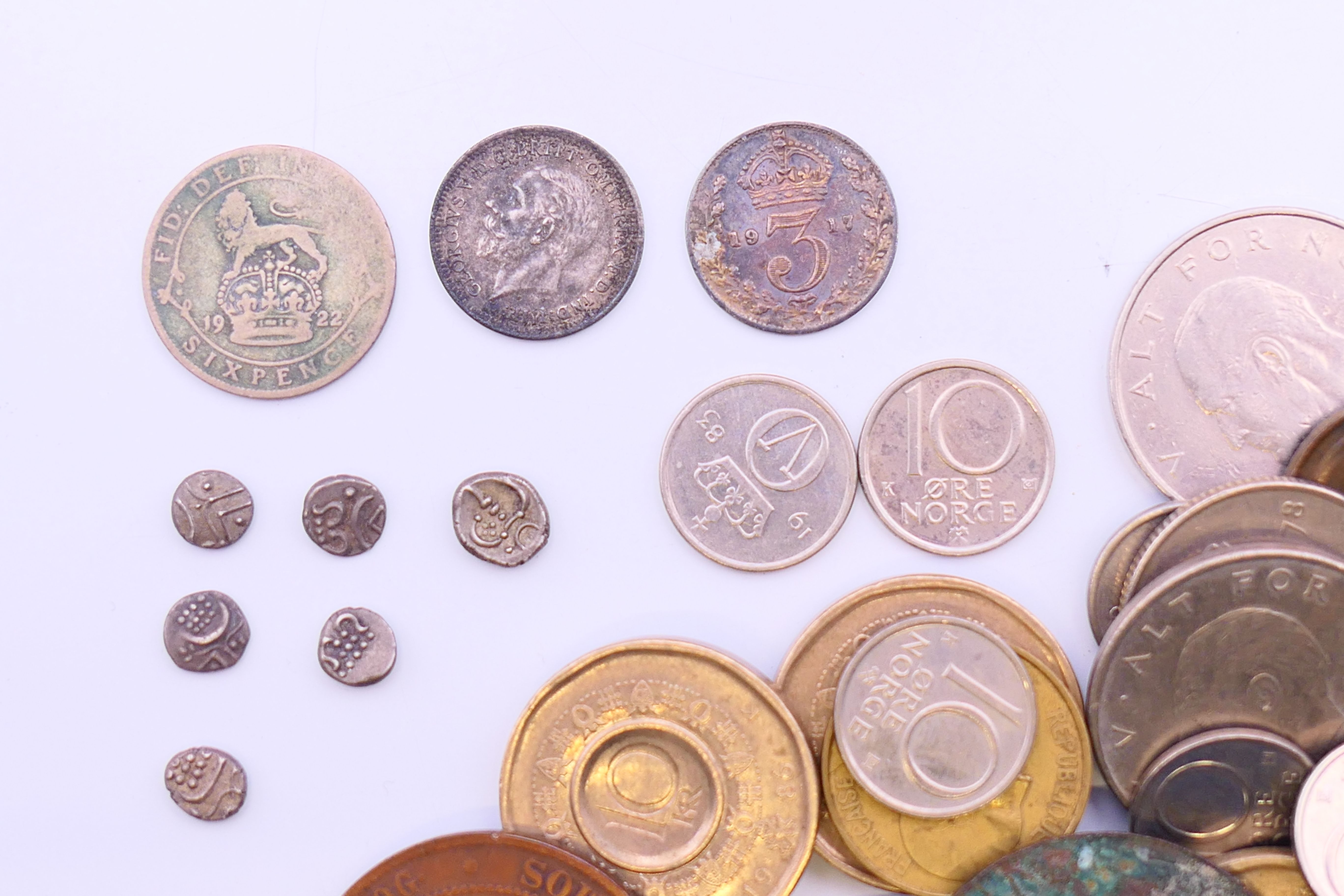 A quantity of various coins, including two silver threepenny coins, one silver sixpence coin, - Image 2 of 6