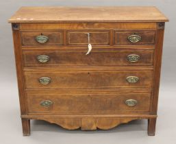 A 19th century mahogany chest of drawers. 124 cm wide.