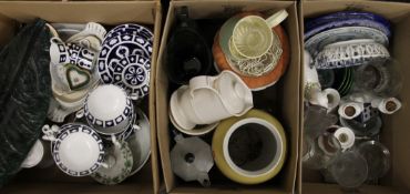 Three boxes of various porcelain and glassware.