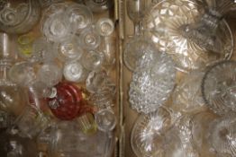 Two boxes of miscellaneous 19th century glass.