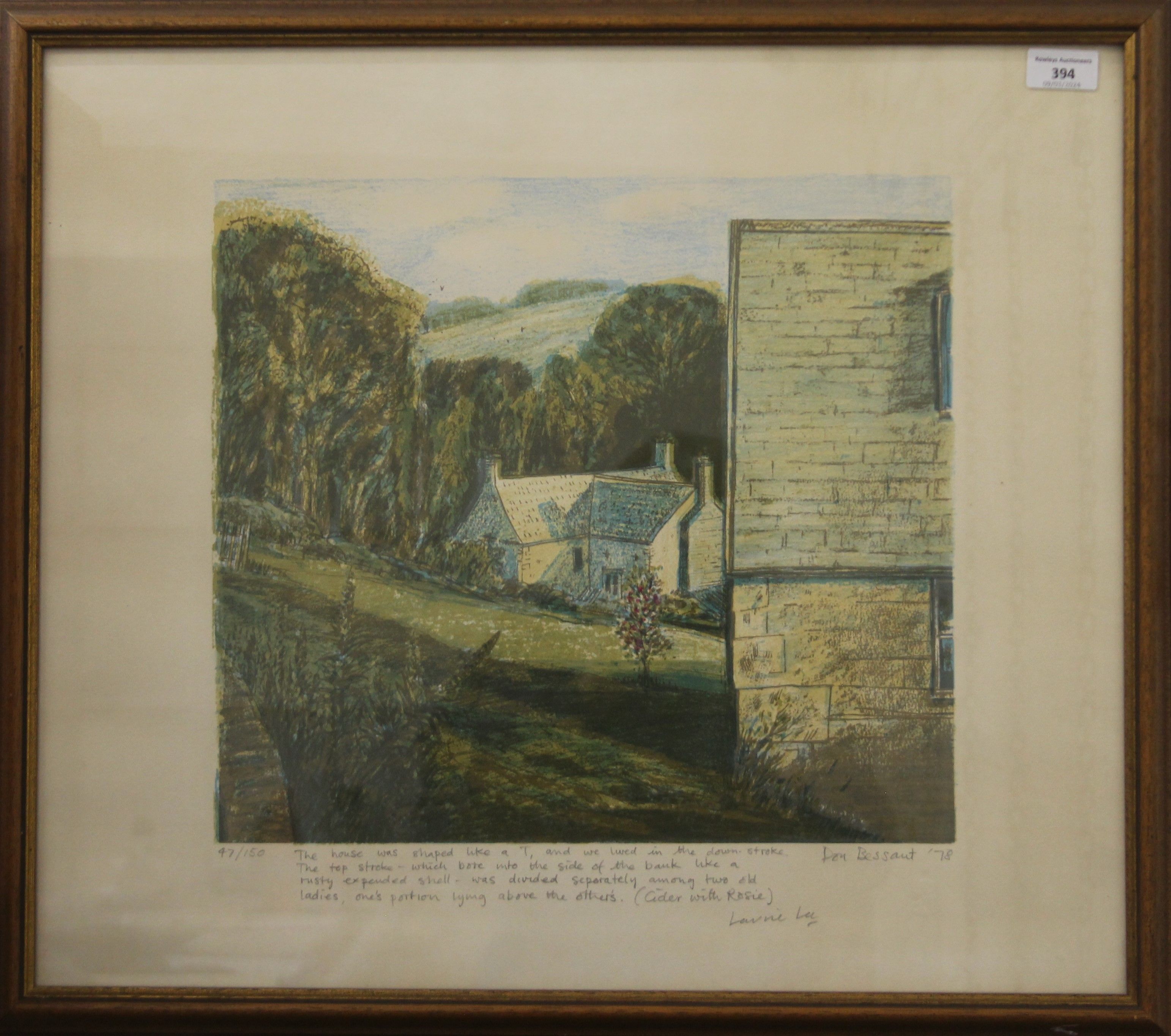 DON BESSANT, Country Landscape with quote by Laurie Lee, limited edition print, numbered 47/150, - Image 2 of 3