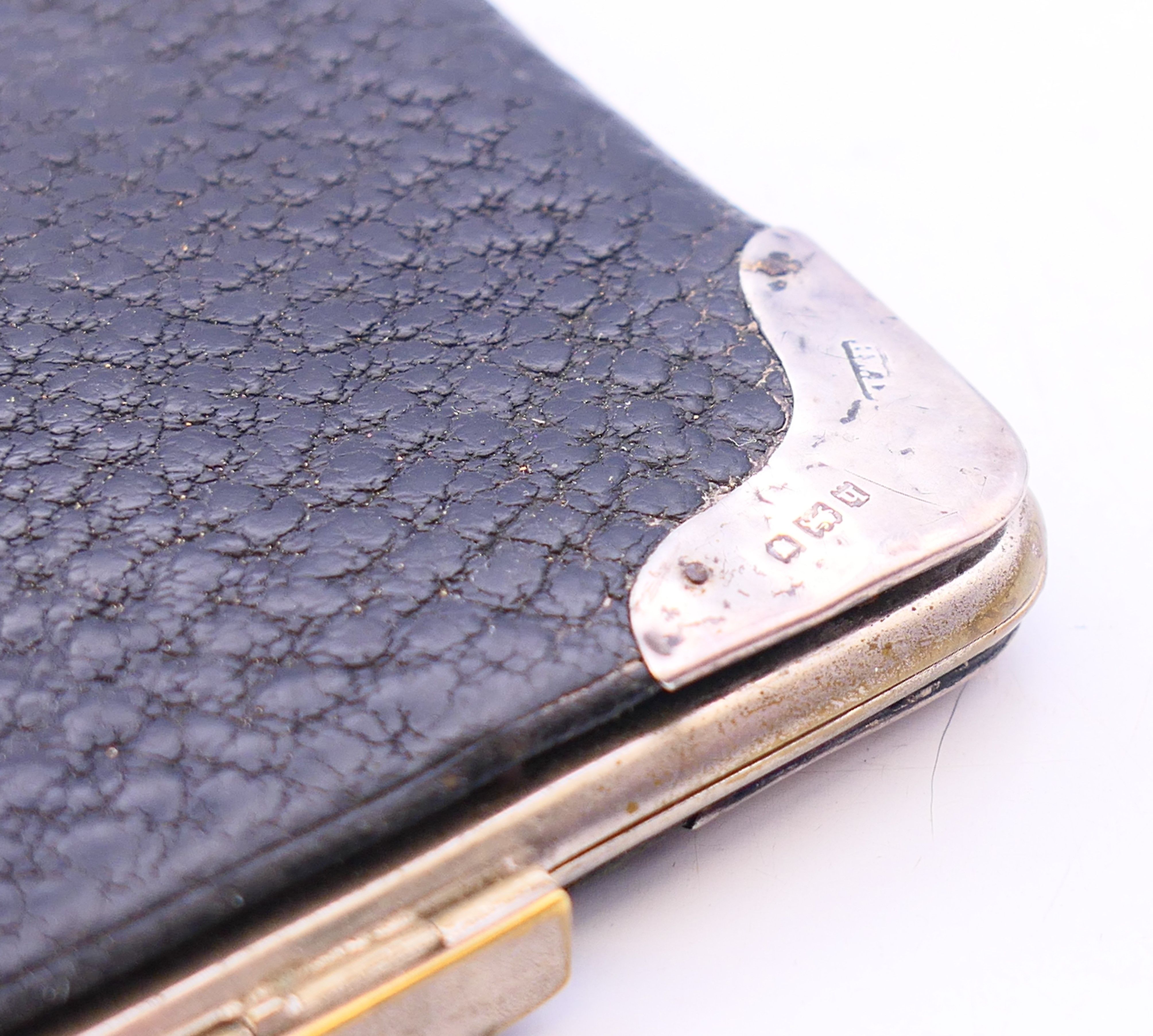 A silver mounted leather wallet/card case. 9 cm x 9.5 cm. - Image 3 of 7