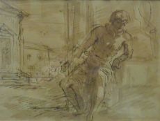 GERALD OSOSKI (1903-1981) British, Classic Figure Study, pen and wash drawing, framed and glazed.