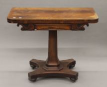 A 19th century rosewood card table. 91 cm wide.
