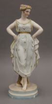 A 19th century Continental porcelain figurine. 43 cm high.