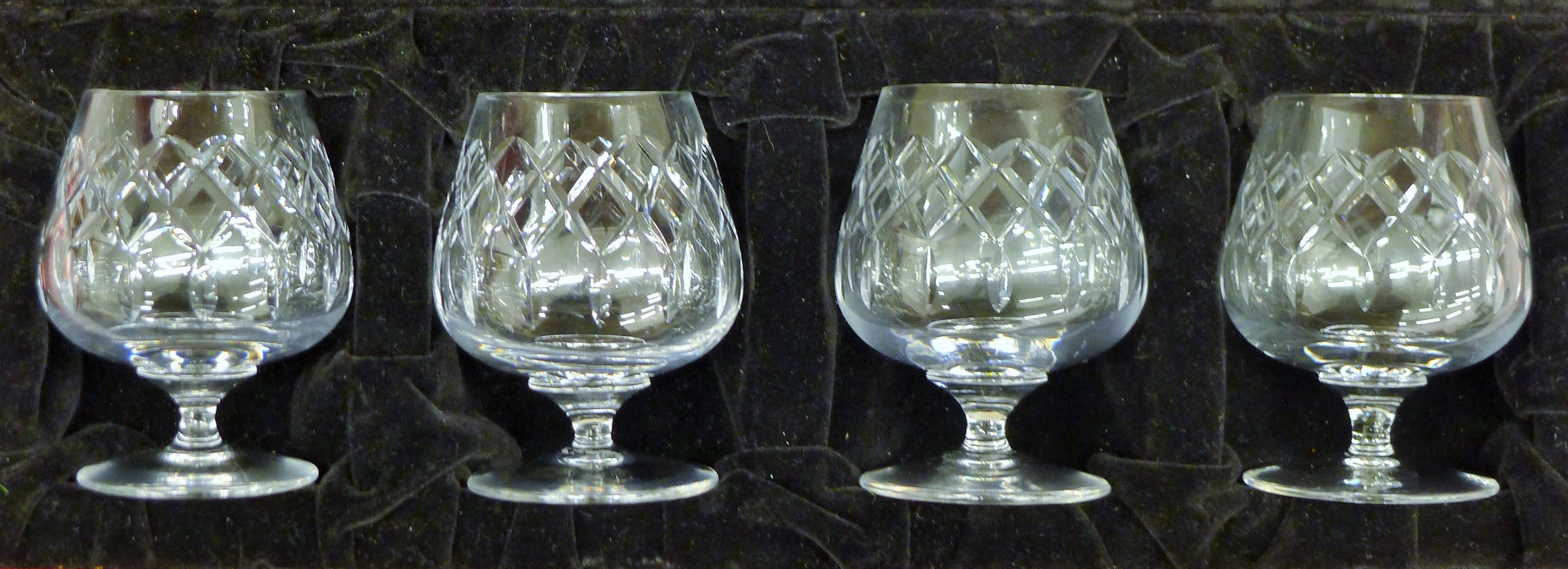 A boxed set of Cartier cut glass brandy glasses. Each 8.5 cm high. - Image 3 of 5