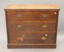 A Victorian satin walnut chest of drawers. 103 cm wide.